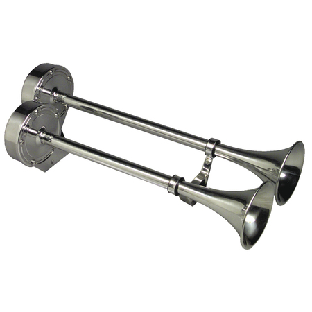 SCHMITT & ONGARO MARINE Ongaro Deluxe All-Stainless Dual Trumpet Horn - 24V 12428